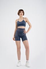 Süper Esnek Push-up Detaylı Toparlayıcı Asit  Şort Takım LACİVERT