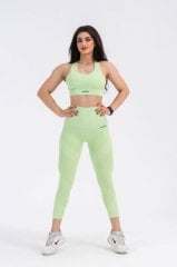 Dikişsiz Push-up Toparlayıcı Toz YEŞİLİ Spor Tayt