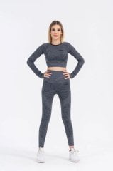 Dikişsiz Push-up Toparlayıcı Füme Spor Tayt