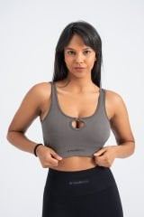 Dikişsiz Seamless Spor Bra Halka Detay Füme