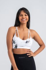 Dikişsiz Seamless Spor Bra Önü İp Detaylı Batik Beyaz