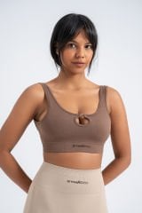 Dikişsiz Seamless Spor Bra Halka Detay Vizon