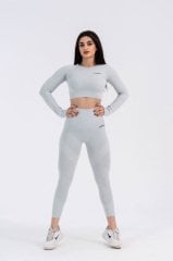 Dikişsiz Push-up Toparlayıcı Açık Gri Rengi Spor