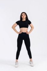 Dikişsiz Push-up Toparlayıcı Siyah Rengi Spor Tayt