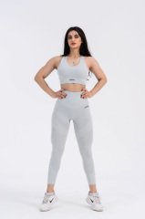 Dikişsiz Push-up Toparlayıcı Açık Gri Rengi Spor Tayt