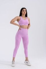 Dikişsiz Push-up Toparlayıcı Pembe  Rengi Spor Tayt