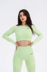 Dikişsiz Toz Yeşili Spor Crop