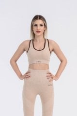 Dikişsiz Bej Rengi Spor Bra
