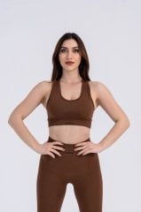 Dikişsiz Kahverengi Spor Bra