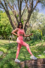 Dikişsiz Push-up Toparlayıcı Pembe Spor Tayt