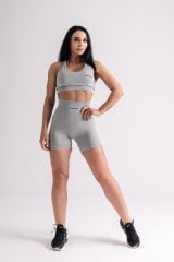 Dikişsiz  Push-up Detaylı Toparlayıcı Gri Şort