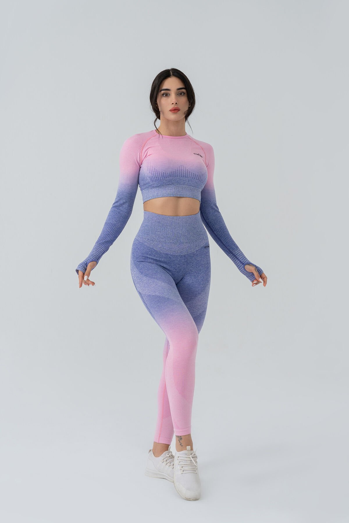 Dikişsiz Pusph-up Degrade Desen Toparlayıcı Spor Tayt Mor