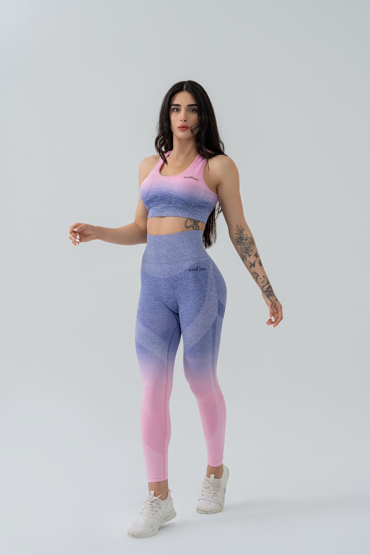 Dikişsiz Pusph-up Degrade Desen Toparlayıcı Spor Bra Takım Mor