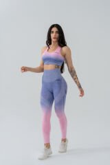 Dikişsiz Pusph-up Degrade Desen Toparlayıcı Spor Bra Takım Mor