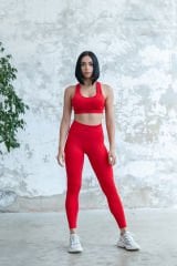 Dikişsiz  Push-up Detaylı Toparlayıcı Kırmızı Tayt