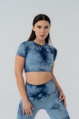 Dikişsiz Toparlayıcı Batik Kısa Kollu Crop