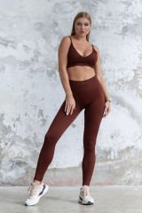 Dikişsiz Push-up Detaylı Kahverengi Bra Takım
