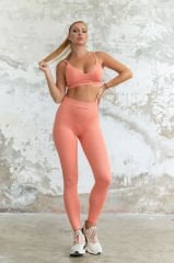 Dikişsiz Push-up Detaylı Somon Bra Takım