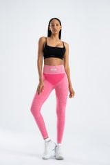 Push-up Detalı Toparlayıcı Süper Esnek Spor Tayt Pembe Melanj