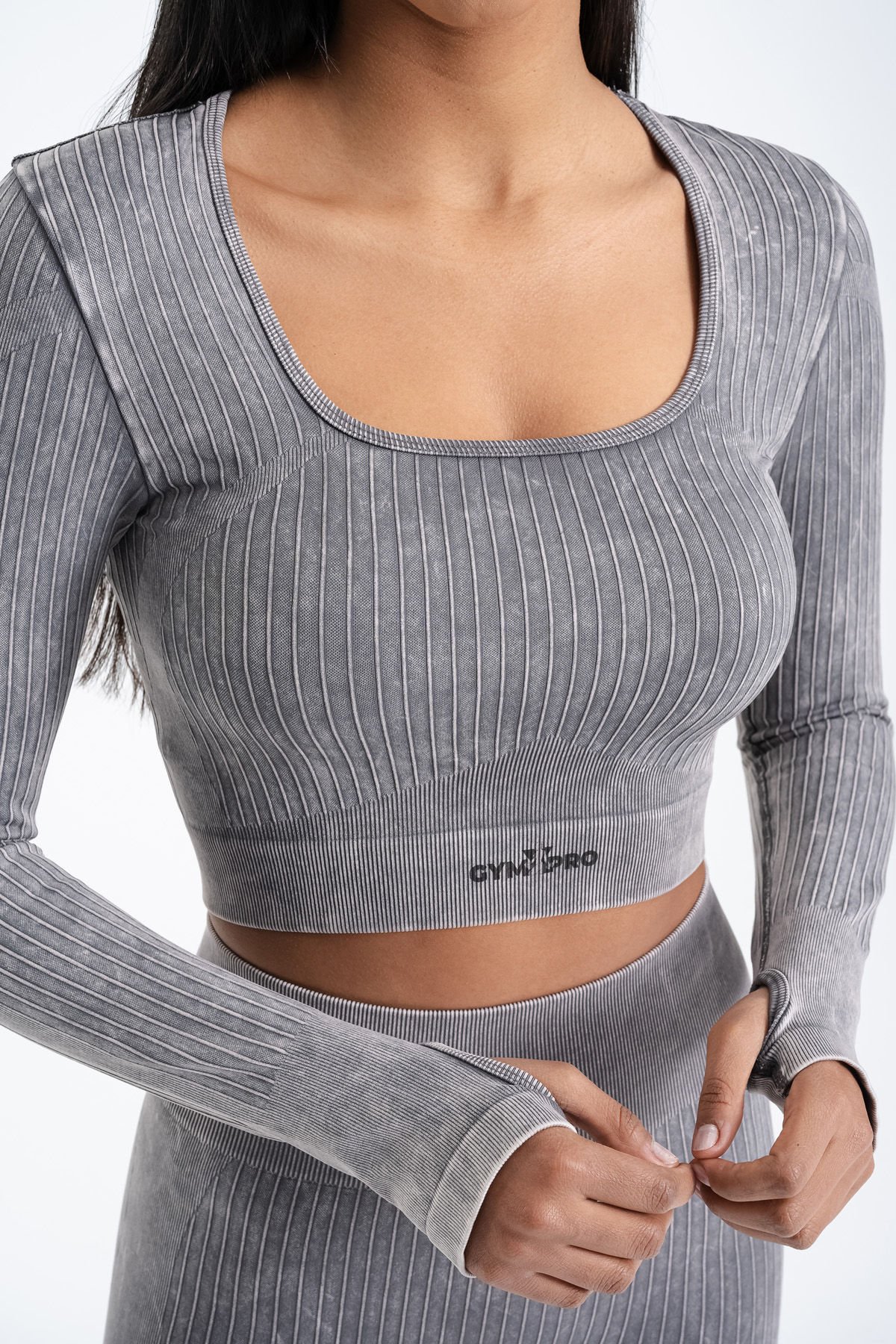 Dikişsiz Toparlayıcı Süper Esnek Uzun Kollu Crop Asit Gri | Gymxpro