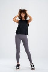 Dikişsiz Seamless Salaş Yoga Fitness Atlet Siyah